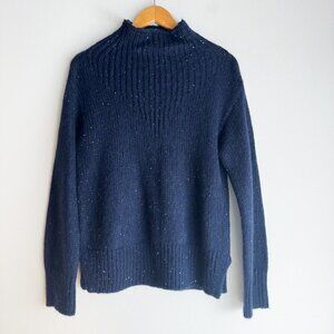 Tonet Navy Blue Sequin Detail Mock neck Pullover Sweater 44/S